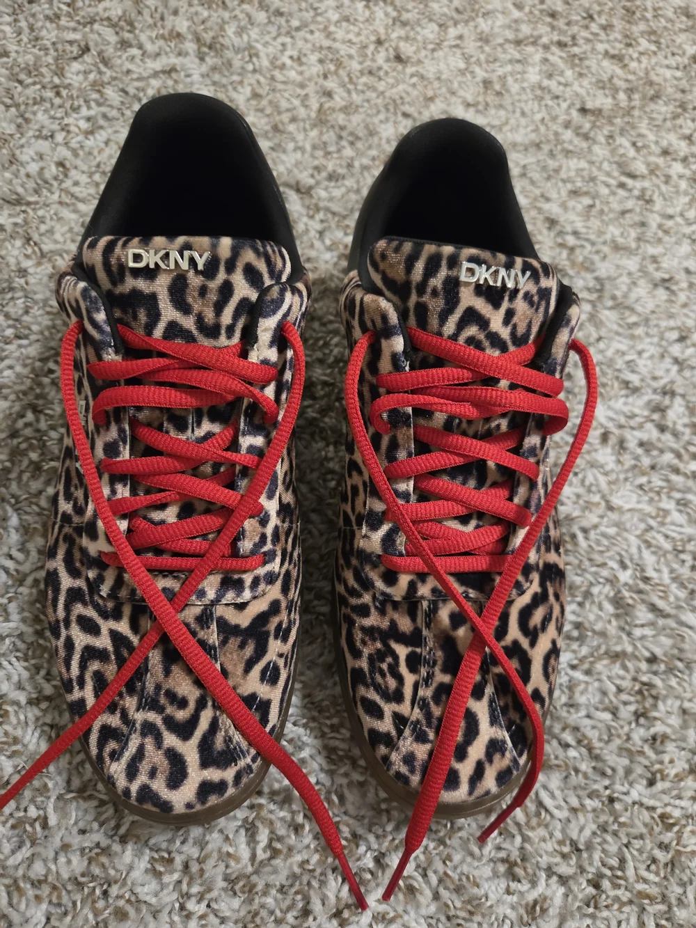 DKNY Leopard Print Sneakers with Red Laces